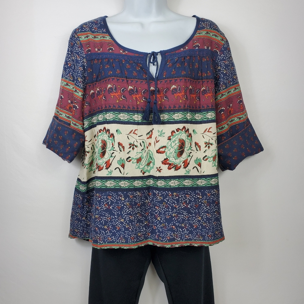ROXY Oversized Boho Peasant Top